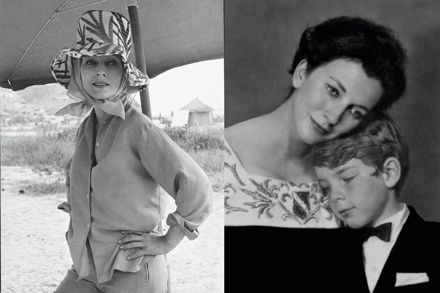 Valentina Cortese - 1960 Elba - Foto G. Strehler, Valentina Cortese con figlio Jackie - Ghitta Carell 1955